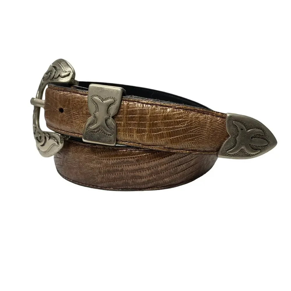 Kenneth Cole NY Womens Brown Leather Western Silver Western Belt